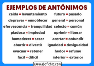 Antonimos ejemplos