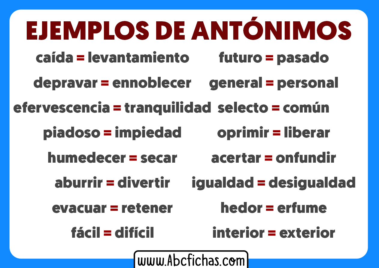 Antonimos ejemplos