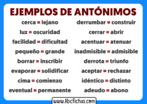 Ejemplos de antonimos