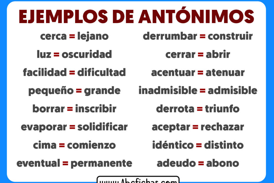 Ejemplos de antonimos