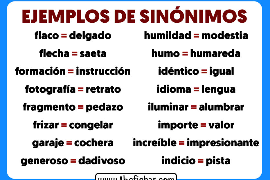 Ejemplos de palabras sinonimos