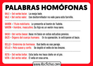 Ejemplos de homofonas