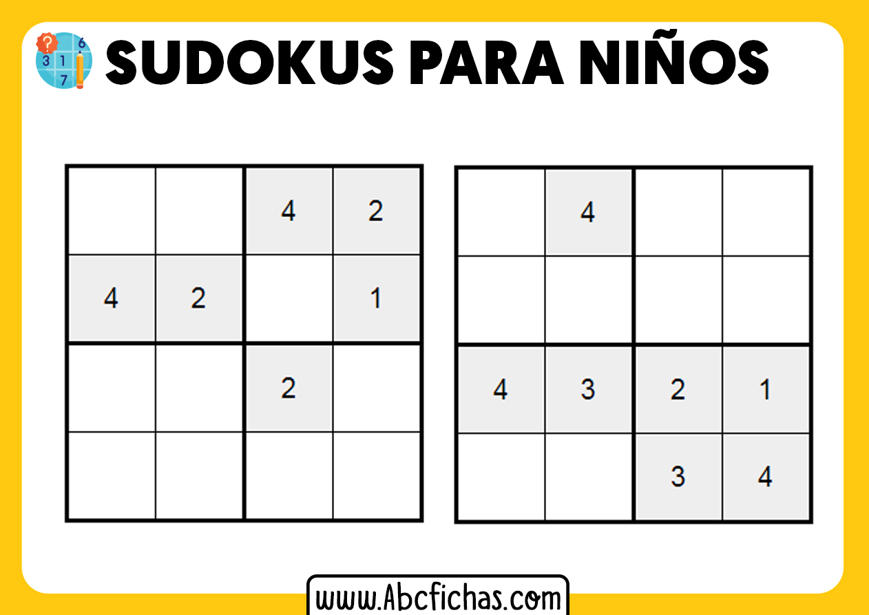 Punto de partida Estación de ferrocarril Cruel Sudokus Para Niños | Colección de Sudokus Infantiles para Imprimir