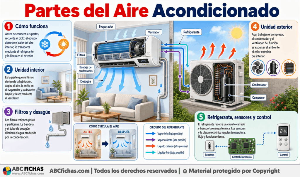 Infografia sobre Partes del Aire Acondicionado
