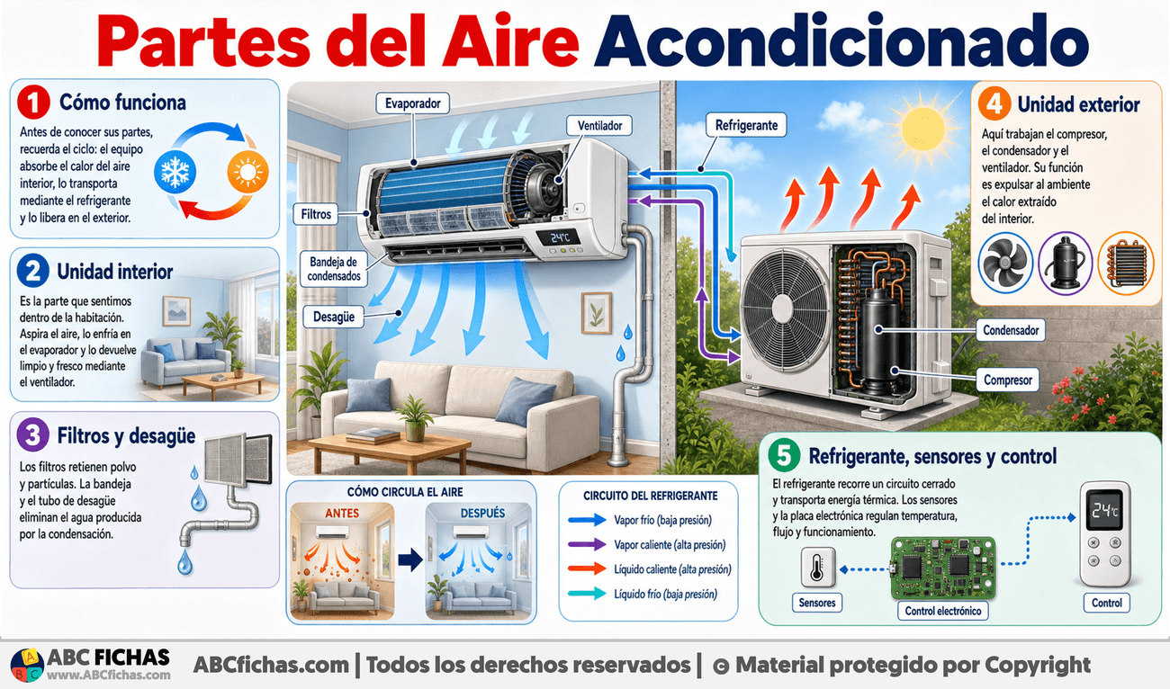 Infografia sobre Partes del Aire Acondicionado