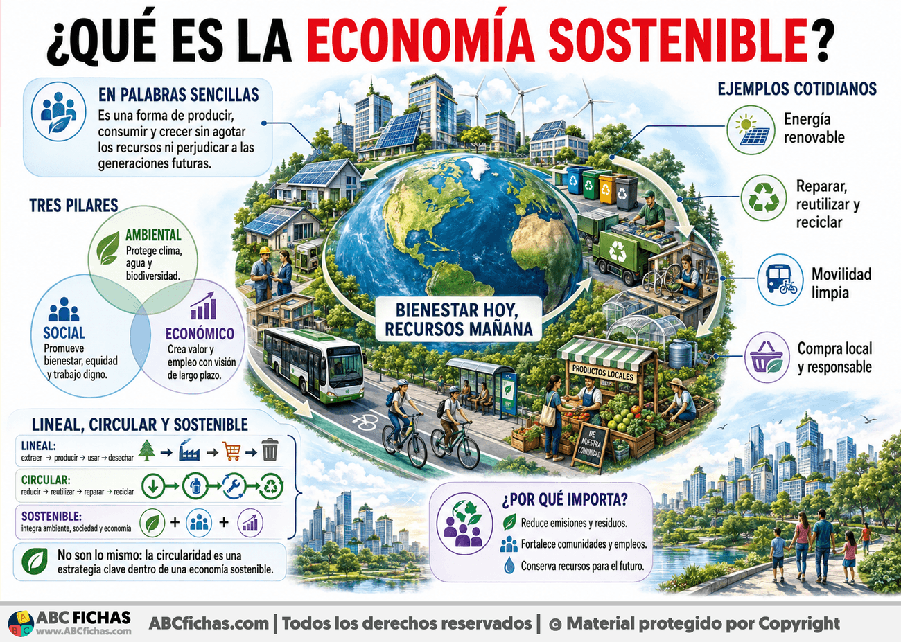 Infografia sobre ¿Qué es la economía sostenible?