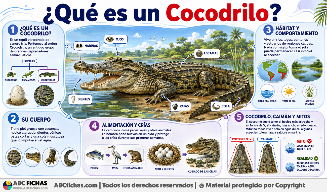 Infografia sobre ¿Qué es un Cocodrilo?