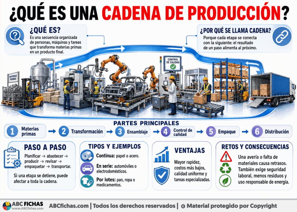 Infografia sobre ¿Qué es una cadena de producción?