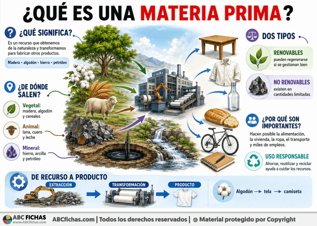 Infografia sobre ¿Qué es una materia prima?