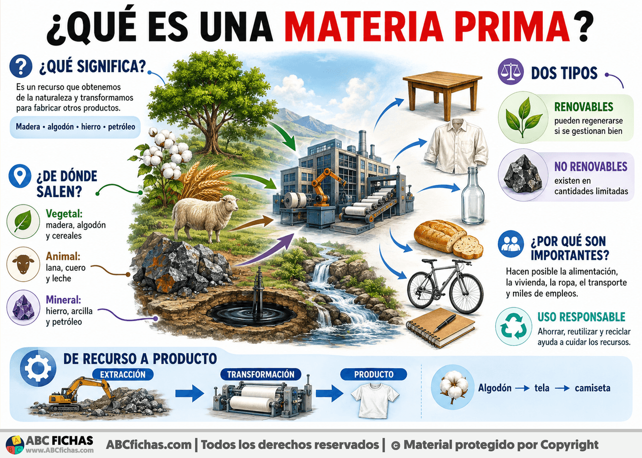 Infografia sobre ¿Qué es una materia prima?