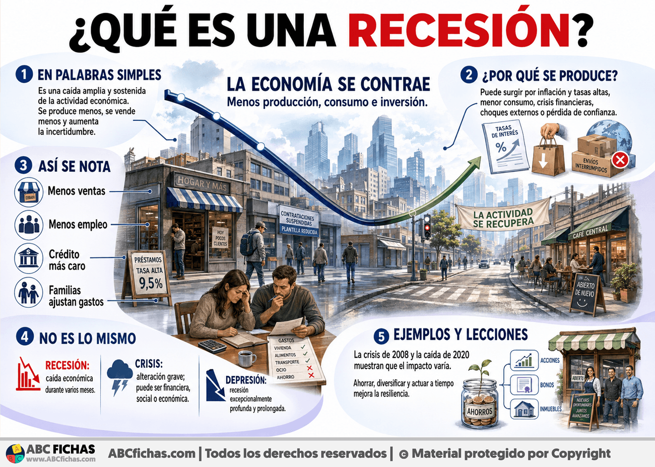 Infografia sobre ¿Qué es una recesión?