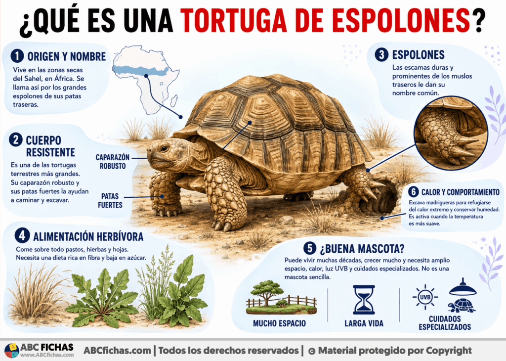 Infografia sobre ¿Qué es una tortuga de espolones?