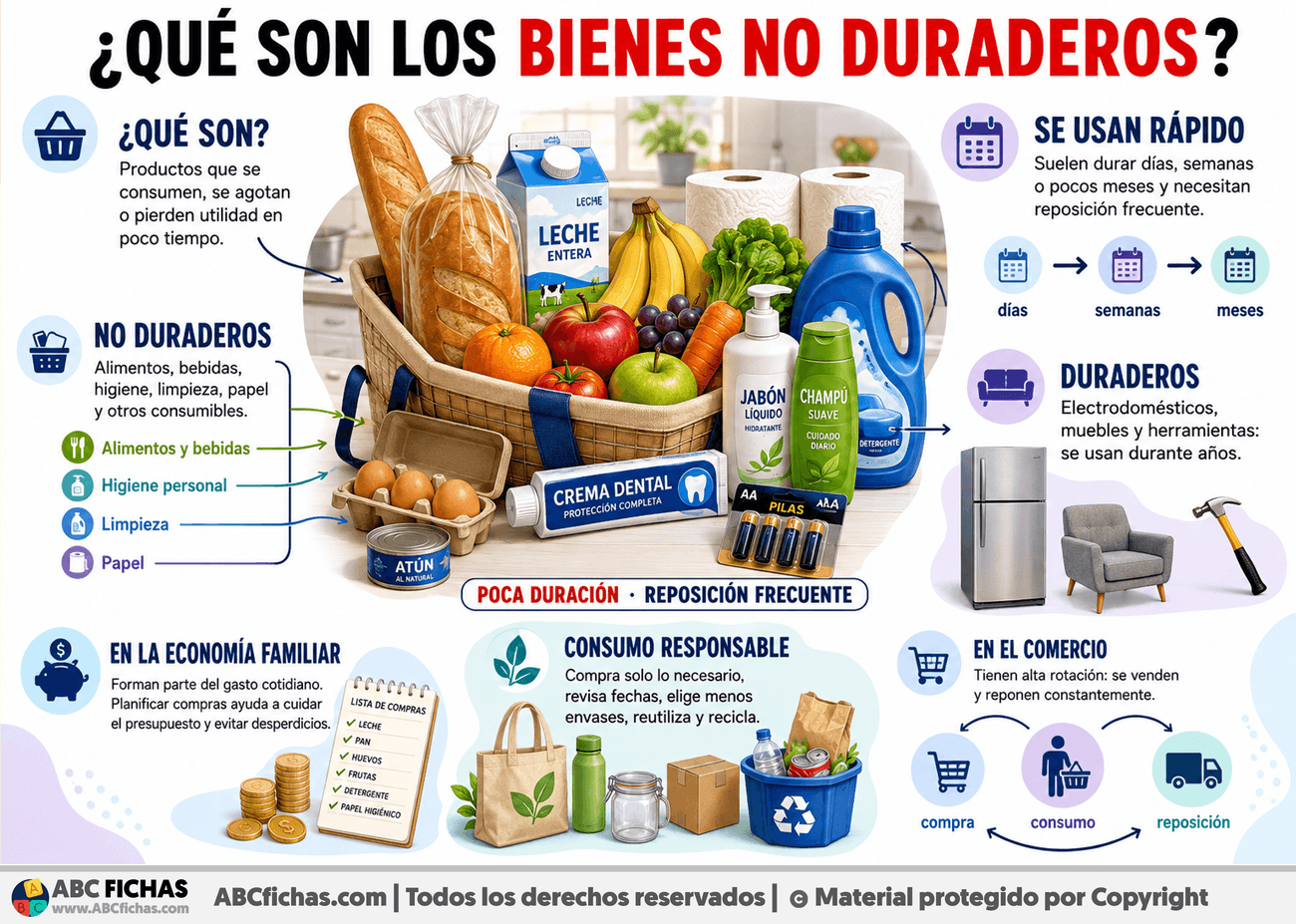 Infografia sobre ¿Qué son los bienes no duraderos?