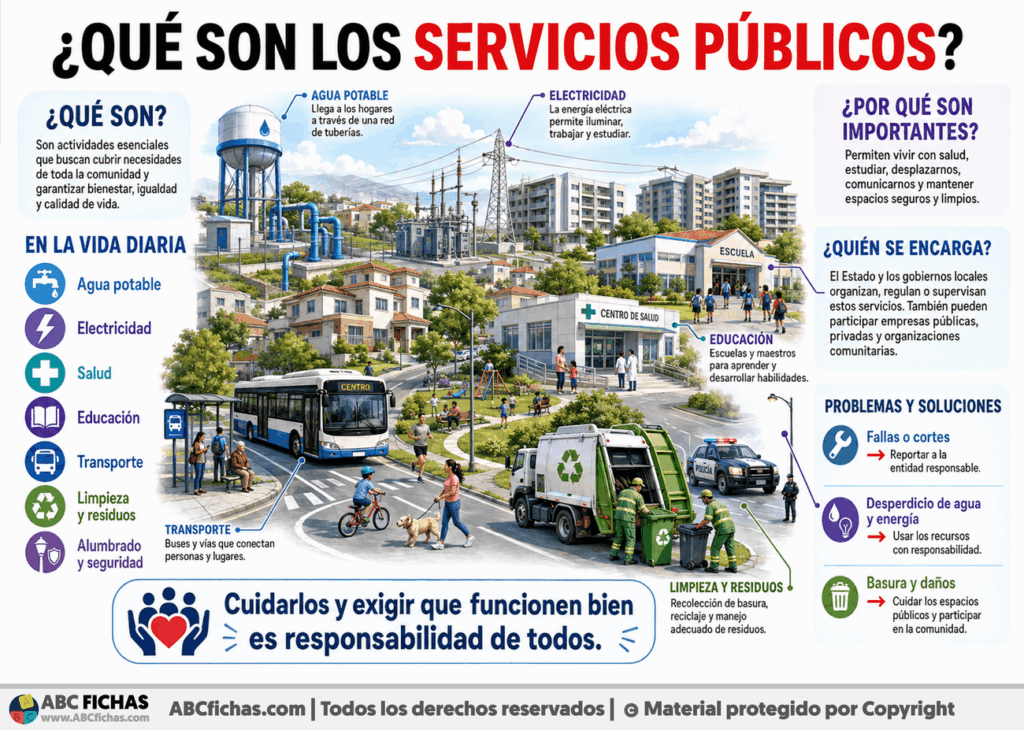 Infografia sobre ¿Qué son los servicios públicos?