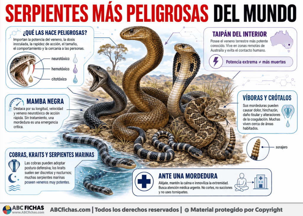 Infografia sobre Serpientes más peligrosas del mundo